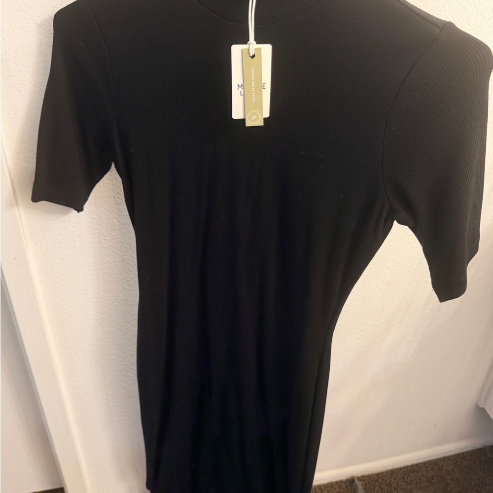 Marine Layer Black Mock Neck Midi Dress